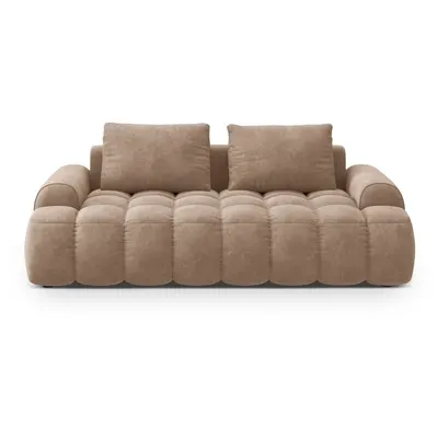 Canapea maro deschis cu tapițerie din catifea 200 cm Linz – Cosmopolitan Design