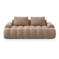 Canapea maro deschis cu tapițerie din catifea 200 cm Linz – Cosmopolitan Design