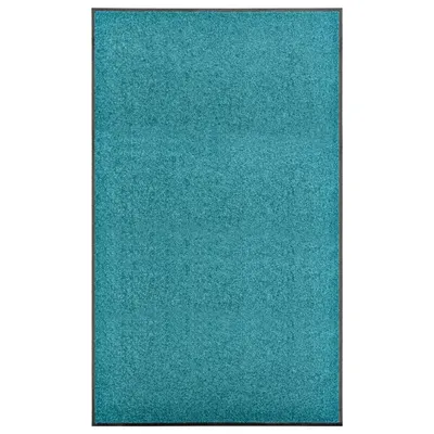 vidaXL Covoraș de ușă lavabil, cyan, 90 x 150 cm