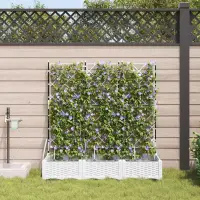 vidaXL Vază pentru Grădină 3 buc. Alb 120 x 40 x 126 cm PP