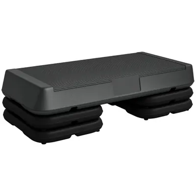 SPORTNOW Stepper aerobic fitness înălțime reglabilă 3 nivele 10/15/20 cm suprafață antiderapantă plastic, gri | Aosom Romania