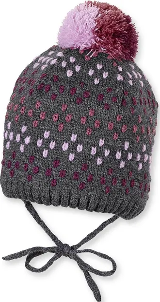 Căciulă de iarnă tricotată Sterntaler - 51 cm, 18-24 luni, gri-roz