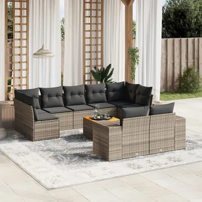Gossi set mobilier de gradina cu perne, 10 piese, gri, poliratan