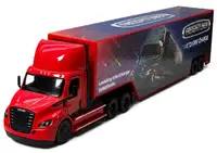 Jucărie pentru copii Kinsmart - Camion metalic Freightliner eCascadia cu container, 1:62, roșu