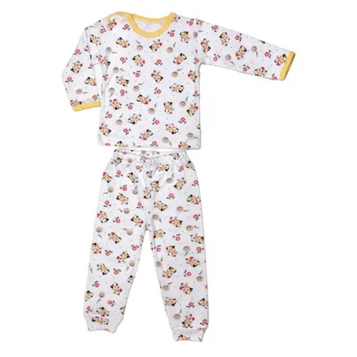 Pijama maneca lunga RB11 alb/imprimeu pisicute, Rombaby | 4/5 ani