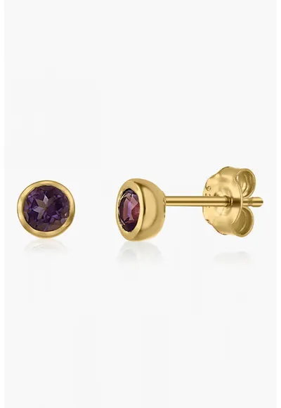 Cercei placati cu aur de 14K si decorati cu ametiste - Auriu/Violet