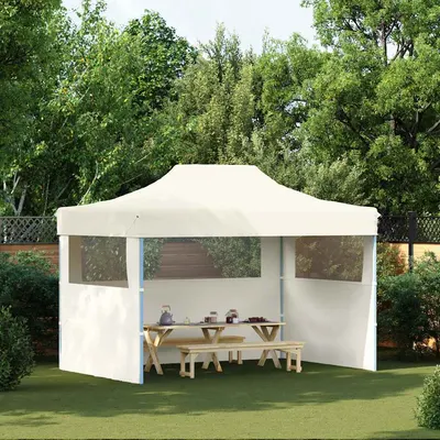 vidaXL Cort de petrecere pliabil cu 3 pereți, crem, 3 x 4 m, oțel