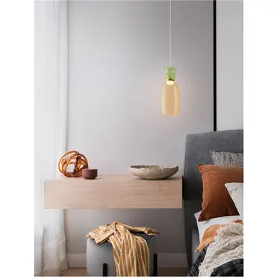 Lampa suspendata PLUMA Nisipiu Auriu Metal Glossy Deschis Verde & Yellow Sticla LED 9W 220-240V 914Lm 3000K IP20