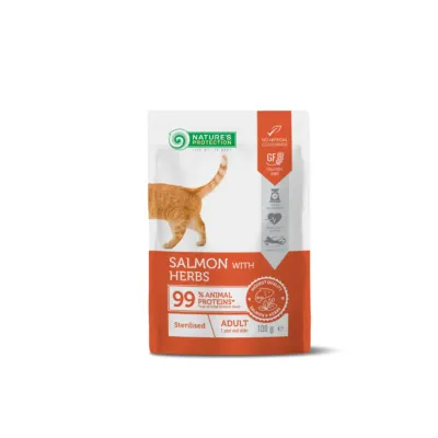 NATURES PROTECTION Sterilised, Somon, plic hrană umedă pisici sterilizate, (în sos), 100g