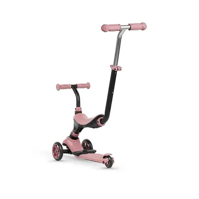 Trotineta 3in1 Qplay Sema Roz, cu scaun, maner telescopic si ajustabil, suport pentru picioare detasabil, greutate suportata 50 kg