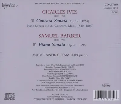 Ives: Concord Sonata / Barber: Piano Sonata