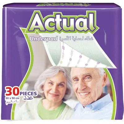 Paturici Absorbante pentru Pat, Actual Double, Adulti, 90 x 60 cm, 30 Bucati