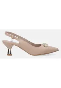 Pantofi eleganti din piele cu detaliu metalic