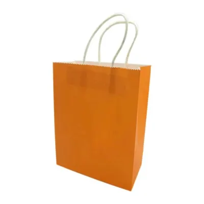 Pungi din Hartie cu Manere, Portocaliu, Interior Alb, 16 x 9 x 21 cm , 100 Bucati