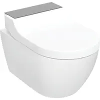 Set vas WC suspendat cu functie de bideu si capac soft close, ornament din sticla neagra, Geberit AquaClean Tuma Comfort
