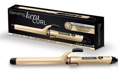 Placă de păr Demeliss – Kera Curl, 25 mm, ceramică/keratină, negru