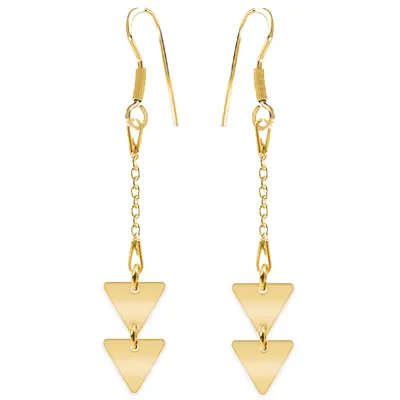 Triangle - Cercei personalizati doua triunghiuri cu tortita deschisa din argint 925 placat cu aur galben 24K