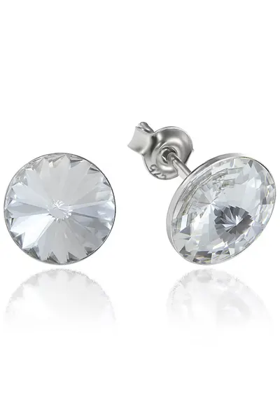 Cercei Argint 925 placat cu rodiu cu cristale Swarovski® Rivoli 8mm - Alb