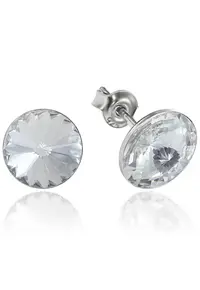 Cercei Argint 925 placat cu rodiu cu cristale Swarovski® Rivoli 8mm - Alb