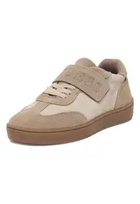 Pantofi sport copii - bej - piele naturala - sistem inchidere Velcro