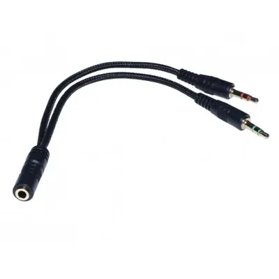 Cablu audio; JACK 3.5 T la 2 x JACK 3.5 M; 0.2m