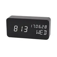 Ceas digital led, ora, data, temperatura, alarma, alimentare duala, mdf