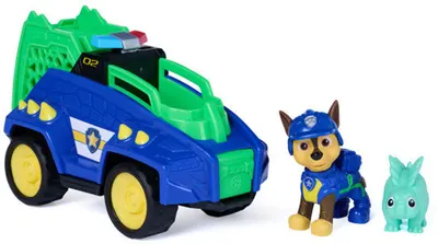 Set de joacă Spin Master Paw Patrol - The Dino Movie, jeep-ul de salvare cu Chase și dinozaur