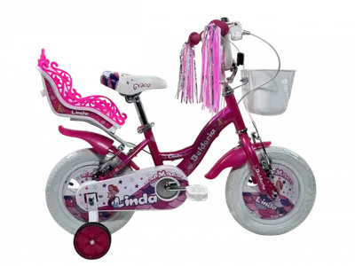 Bicicleta copii Belderia Linda, culoare roz, roata 14 , cadru din otel