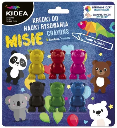 Creioane pentru copii mici Kidea - 6 culori, animale