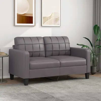 vidaXL Canapea cu 2 locuri, gri, 140 cm, piele ecologică
