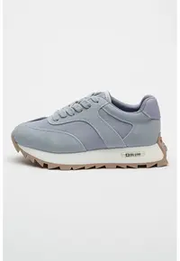Pantofi sport cu insertii de piele intoarsa - Albastru azur/Albastru glaciar