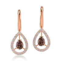 Cercei din aur roz cu diamante maro pear de 0.98ct si diamante incolore de 0.47ct