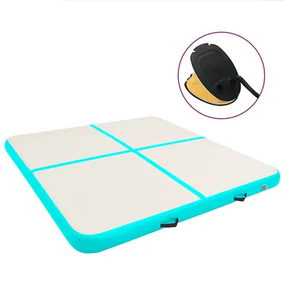 vidaXL Saltea gimnastică gonflabilă cu pompă verde 200x200x10 cm PVC