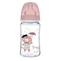 Biberon roz anticolici cu gat larg PP Bonjour Paris, 240ml, Canpol babies
