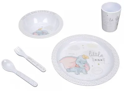 Set de mese din melamină Widdop Disney - Dumbo, 5 piese