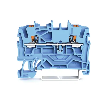 2-conductor through terminal block; with push-button; 2.5 mm²; with test port; suitable for Ex i applications; side and center marking; for DIN-rail 35 x 15 and 35 x 7.5; Push-in CAGE CLAMP®; 2,50 mm²; blue
