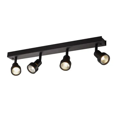 Corp iluminat TAVAN, Luminita PURI GU10 perete, perete negru Montat pe suprafata INTERIOARa sI Plafon lumina, quad, QPAR51, negru, 4x50W