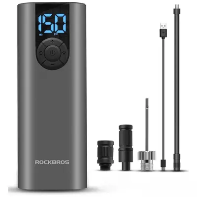 Pompă Electrică ROCKBROS LED 150psi USB-C Reîncărcabilă, Neagră Premium