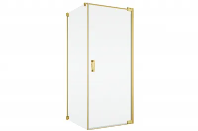 Cabina de dus 70x75 cm cu usa batanta si profil compensator, auriu, instalare usa dreapta Ronal Cadura