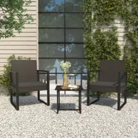 Gossi set mobilier de gradina cu perne, 3 piese, negru, poliratan