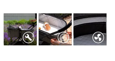 Carucior reversibil 2 in 1 pentru copii Kidnort Isbjorn Grey, pliere compacta, spatar si viziera reglabile, roti cu suspensii, pana la 22 kg, Landou inclus