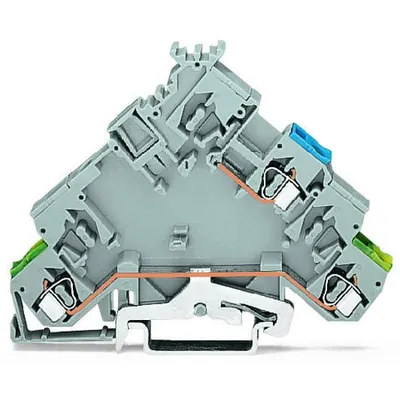 2-conductor actuator supply terminal block; with ground contact; with colored conductor entries; 2.5 mm²; CAGE CLAMP®; 2,50 mm²; gray