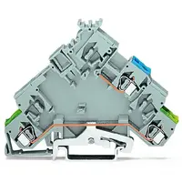 2-conductor actuator supply terminal block; with ground contact; with colored conductor entries; 2.5 mm²; CAGE CLAMP®; 2,50 mm²; gray