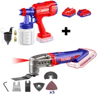 Pachet promo Instrument multifunctional, 6 viteze, 8 accesorii + Pistol de vopsit cu 800ml + 2 Acumulatori cu incarcator Engros