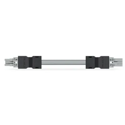 pre-assembled interconnecting cable; Socket/plug; 2-pole; Cod. B; Control cable 2 x 1.0 mm²; 3 m; 1,00 mm²; gray