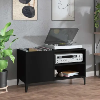 vidaXL Dulap pentru discuri, negru, 84,5x38x48 cm, lemn prelucrat