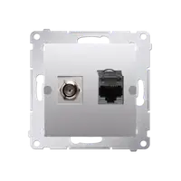 Priza TV tip F+ RJ45 cat 6, silver mat metalic