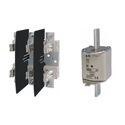 Pachet Protectie Circuit Trifazat: Soclu Siguranta Fuzibila NH3 3P (M12/M12), Siguranta Fuzibila NH3C gG 280A 500V