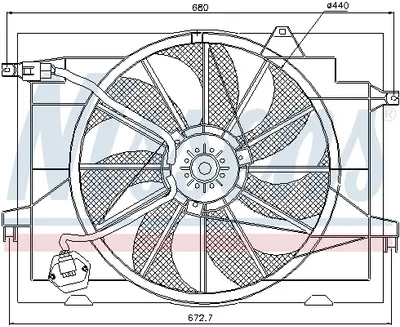 Ventilator radiator (cu carcasa) potrivit HYUNDAI TUCSON; KIA SPORTAGE II 2.0 2.0D 08.04