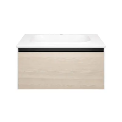 Set dulap baie cu lavoar inclus Kolpasan Pandora, 75 cm, stejar
